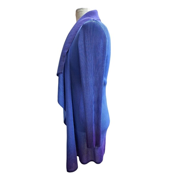 Vivian Shyu Textured Kimono Top Women S M Shawl Collar Long Sleeve Purple Retro - Picture 10 of 10